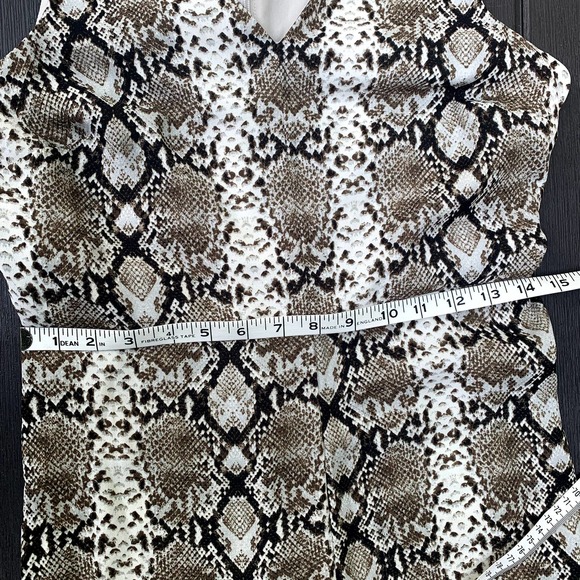 Womens Banana Republic Snakeskin Wide Leg Cropped Jumpsuit Brown Size 4 - Picture 8 of 10